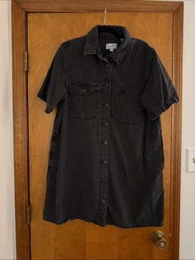 Universal Thread Washed Black Short-Sleeve Shirt Dress